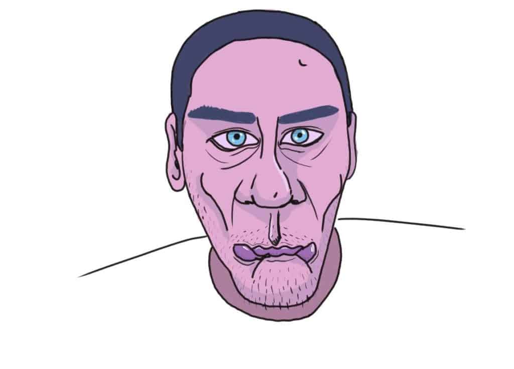 férfi portré lila digitális rajz